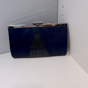 Nina Midnight Blue Clutch with Metallic Accent